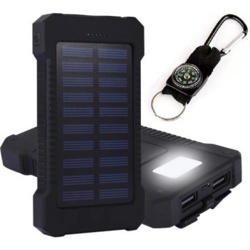 Solar Powerbank - 20000 mah Powerbank op Zonneenergie - 2x USB - LED Verlichting - Kompas - Waterdicht - Sun Charger