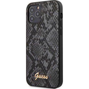 iPhone 12 Pro Max Backcase hoesje - Guess - Slangenprint Zwart - Kunstleer