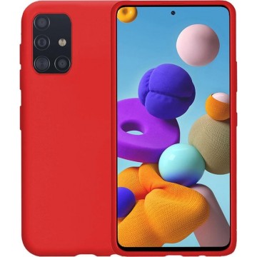 Samsung A51 Hoesje Siliconen Case Back Cover Hoes - Rood