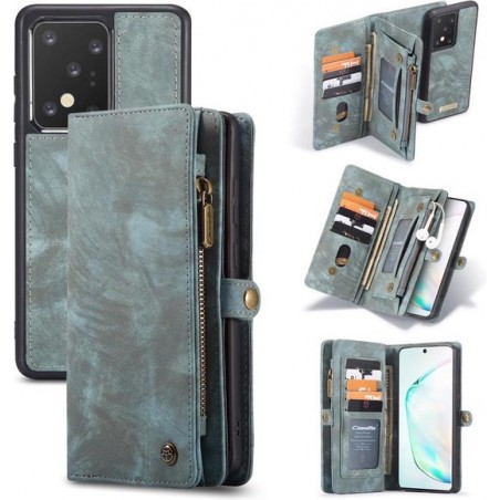 CASEME Luxe Leren Portemonnee hoesje voor de Samsung Galaxy S20 Ultra - blauw