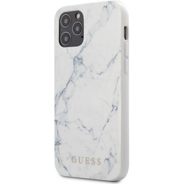 Guess Marble Hard Case - Apple iPhone 12 Pro Max (6.7") - Wit