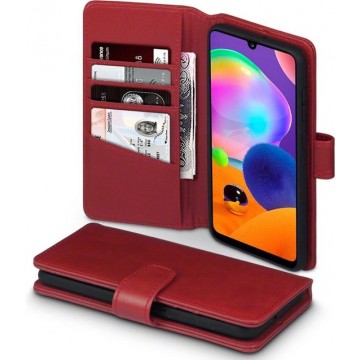 Samsung Galaxy A31 Bookcase hoesje - CaseBoutique - Geen opdruk Rood - Leer