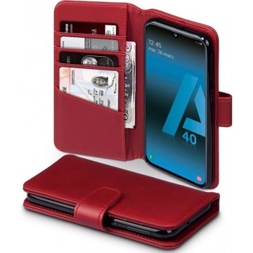 Samsung Galaxy A40 Bookcase hoesje - CaseBoutique - Effen Rood - Leer