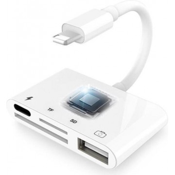 DrPhone JS3 –  4 in 1 OTG Lightning Camera Aansluiting met Micro SD / USB aansluiting / SD + Laden voor iPhone – iPad