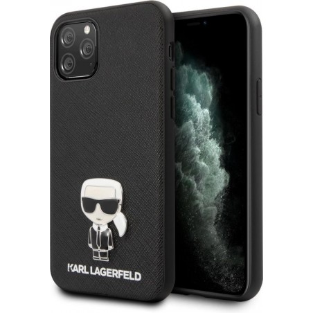 Karl Lagerfeld Apple iPhone 11 Pro Max zwart Backcover hoesje - Saffiano Iconik