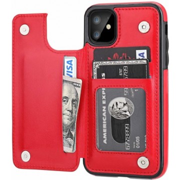 iPhone 11 wallet case - rood met Privacy Glas