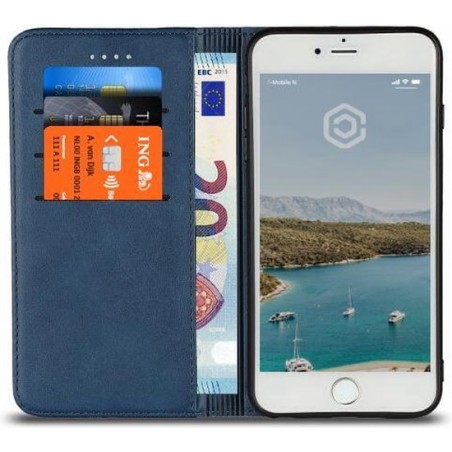 Casecentive Leren Wallet case - Portemonnee hoesje - iPhone 7 / 8 Plus blauw