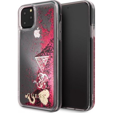 Guess Hearts Glitter Back Cover - Apple iPhone 11 Pro Max (6.5") - Roze