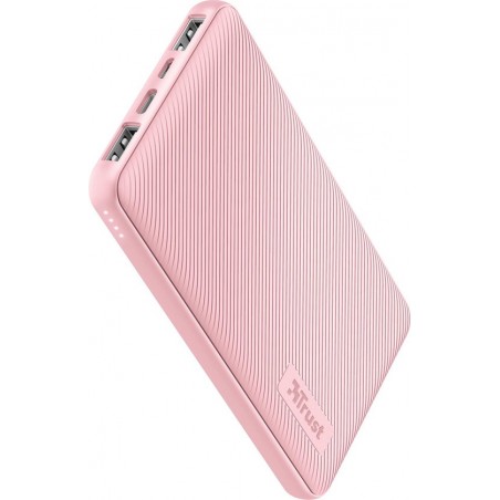 Trust Mobile Primo - Powerbank - 10.000 mAh - Ultra dun - Roze - laad 4x op