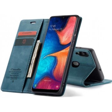 CASEME - Samsung Galaxy A20 Retro Wallet Case - Blauw