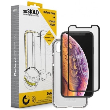 SoSkild iPhone X | Xs  Defend Heavy Impact Case and Tempered Glass Transparant