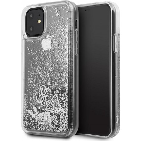 iPhone XR Backcase hoesje - Guess - Glitter Zilver - Kunststof