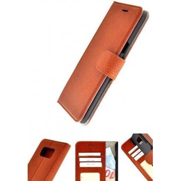 Pearlycase® Echt Lederen Wallet Bookcase Samsung Galaxy S8 met de handgemaakte Bruin Leren Telefoonhoesje