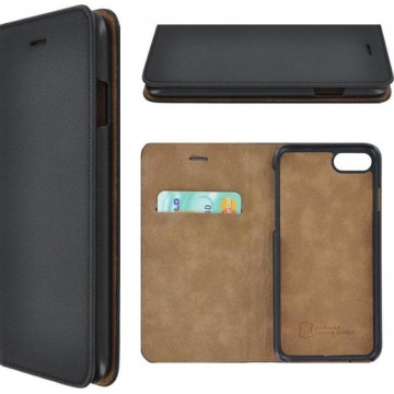 Iphone SE 2020 Hoesje – Wallet Bookcase - iPhone 6/6s / 7 / iPhone 8 / Book Case Wallet Echt Leder Ultra Dun Hoesje Zwart