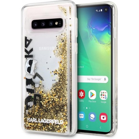 Karl Lagerfeld Backcover hoesje Zwart - Glitter - Galaxy S10 - Stijlvol