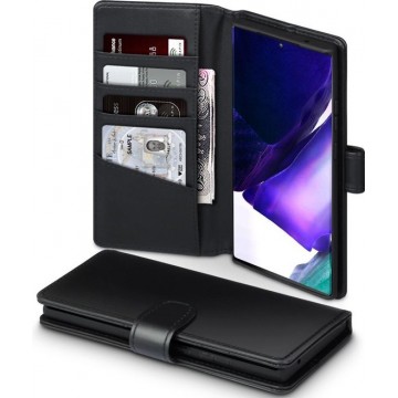 Qubits - luxe echt lederen wallet hoes - Samsung Galaxy Note 20 Ultra - Zwart