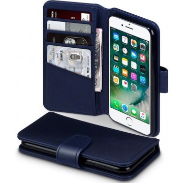 iPhone SE (2020)/8/7 Bookcase hoesje - CaseBoutique -  Donkerblauw - Leer
