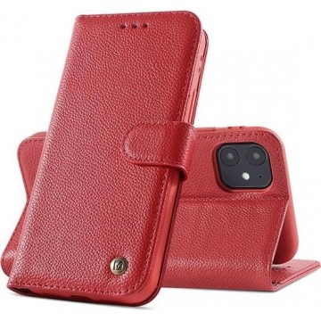 Echt Lederen Book Case Hoesje voor iPhone 12 Mini - Rood