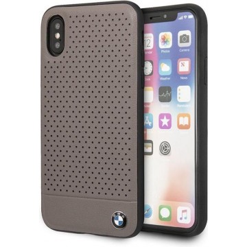 BMW Perforated Leather Backcover Hoesje iPhone XS / X - Bruin