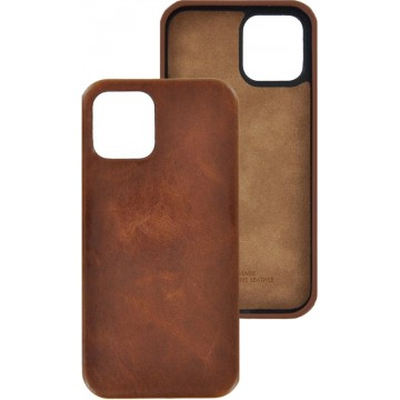 iPhone 12 Pro Hoesje - iPhone 12 Pro hoesje Echt leer Back Cover Case Cognac Bruin