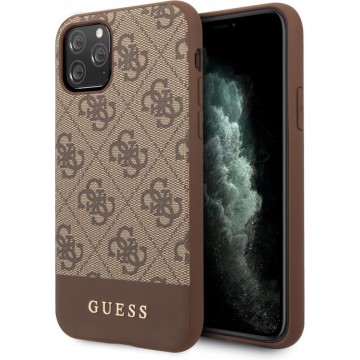 GUESS Stripe Logo Backcover Hoesje iPhone 11 Pro Max - Bruin