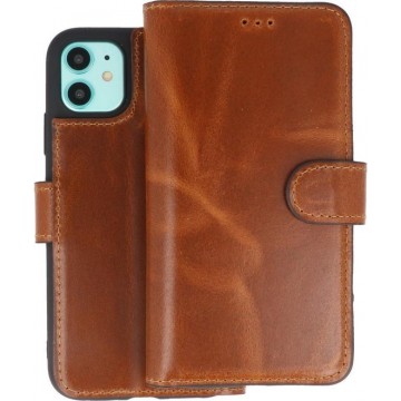 BAOHU Handmade Leer Telefoonhoesje Wallet Cases voor iPhone 11 Bruin