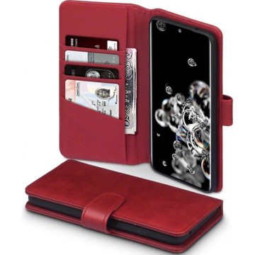 Samsung Galaxy S20 Ultra Bookcase hoesje - CaseBoutique - Effen Rood - Leer
