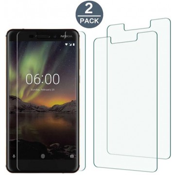 2 Stuks Screenprotector Tempered Glass Glazen Gehard Screen Protector 2.5D 9H (0.3mm) - Nokia 6.1 (Nokia 6 2018 Version)
