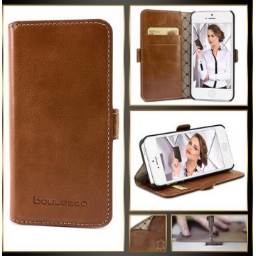 Bouletta - iPhone 5 & 5S hoes - Leer BookCase Bruin (Rustic Tobacco)