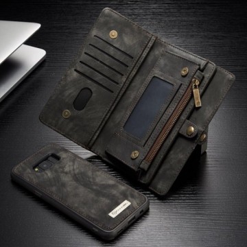 CASEME Movable 2-in-1 Pasjeshouders Wallet Vintage Split Leren Hoesje Samsung Galaxy S8 - Grijs