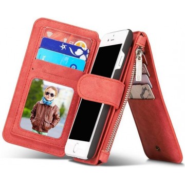 CASEME iphone SE 2020 / iPhone 7/8 Luxe Lederen Portemonnee Hoesje - met backcover (rood)