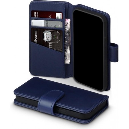 Qubits - luxe echt lederen wallet hoes - iPhone 12 Mini - Blauw