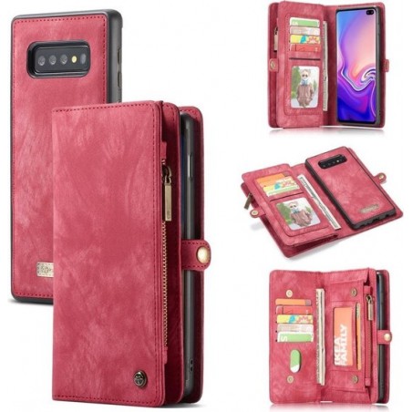 Caseme - vintage 2 in 1 portemonnee hoes - Samsung Galaxy S10 - Rood