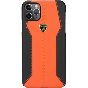 Lamborghini collection voor de Apple iPhone 11 Pro Oranje Backcover hoesje Lambo Sport - Leder
