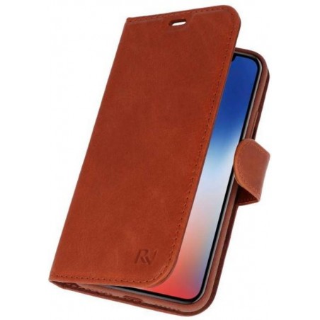 Bruin Rico Vitello Echt Leren Bookstyle Wallet Hoesje voor iPhone X / Xs