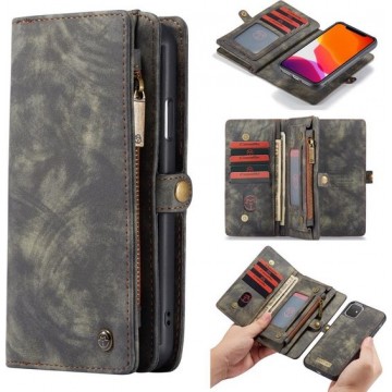 2 in 1 Leren Wallet + Case - iPhone 11 6.1 inch - Grijs - Caseme