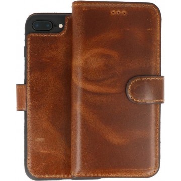 BAOHU Handmade Leer Telefoonhoesje Wallet Cases voor iPhone 8 Plus / 7 Plus Bruin
