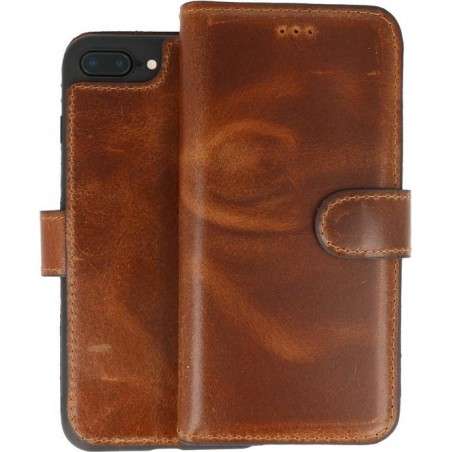 BAOHU Handmade Leer Telefoonhoesje Wallet Cases voor iPhone 8 Plus / 7 Plus Bruin