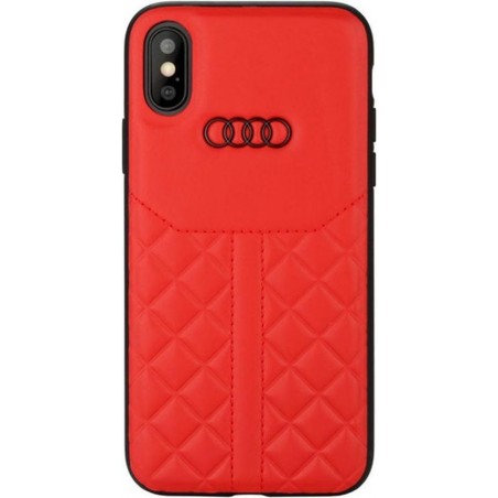 iPhone XR Backcase hoesje - Audi - Effen Rood - Leer