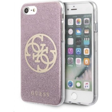 GUESS Glitter Circle Backcover Hoesje iPhone 8 / 7 / SE (2020) - Roze