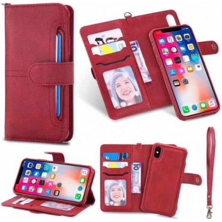 P.C.K. Hoesje/Boekhoesje/Bookcase/Book/Bookcase/Bookcase/Leer/Magneet luxe 2 in 1 Rood geschikt voor Apple iPhone 11 PRO