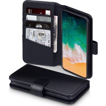 Qubits luxe echt lederen wallet hoes iPhone X / XS zwart