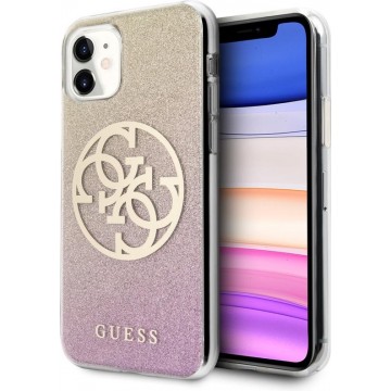 GUESS Glitter Circle Backcover Hoesje iPhone 11 - Roze