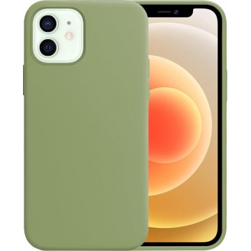 iPhone 12 Case Hoesje Siliconen Hoes Back Cover - Groen