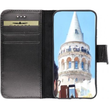 MP Case® Echt leer hoesje voor iPhone SE/5/5S bookcase wallet TPU cover Zwart Echte lederen echt leder Premium Leer