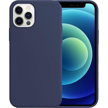 iPhone 12 Pro Hoesje Siliconen Case Hoes - iPhone 12 Pro Case Siliconen Hoesje Cover - iPhone 12 Pro Hoes Hoesje - Donker Blauw