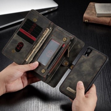2 in 1 Leren Wallet + Case - iPhone XR - Grijs - Caseme