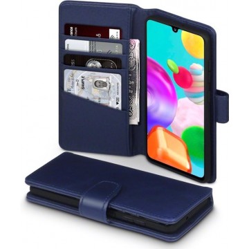 Qubits - luxe echt lederen wallet hoes - Samsung Galaxy A41 - Blauw