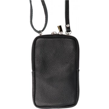 BAOHU Smartphonehoesje Echt Lederen Schoudertasje 1 Vakje - Zwart