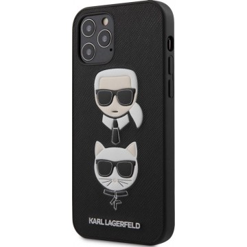 Karl Lagerfeld Apple iPhone 12 / 12 Pro zwart Backcover hoesje - Saffiano